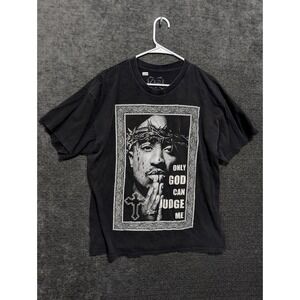 Tupac Shakur Graphic T Shirt XL Black Only God Can Judge Me Hip Hop Rap Tee